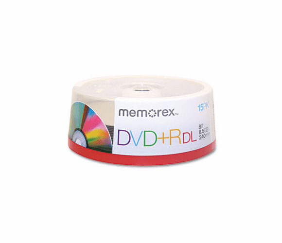MEM05715 Dual-Layer DVD+R Discs, 8.5GB, 15/Pack By MEMOREX