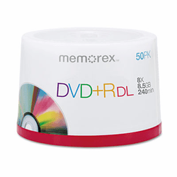 MEM05732 Dual-Layer DVD+R Discs, 8.5 GB, 50/Pk By MEMOREX