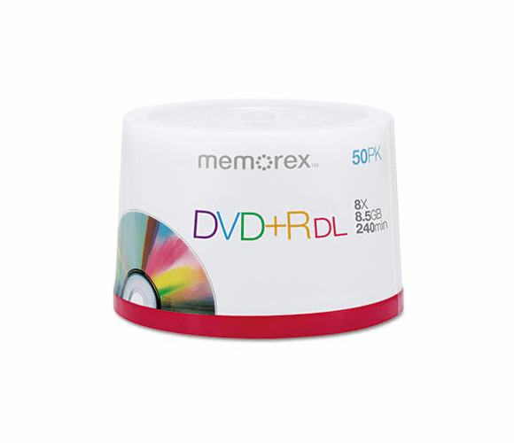 MEM05732 Dual-Layer DVD+R Discs, 8.5 GB, 50/Pk By MEMOREX