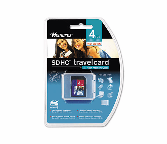 MEM07580 Secure Digital TravelCard, 4GB By MEMOREX