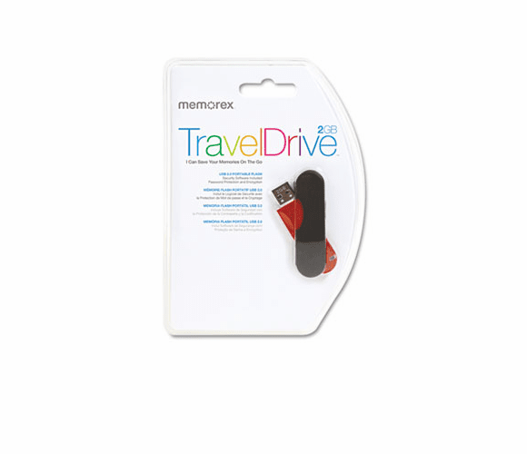 MEM09077 CL TravelDrive USB Flash Drive, 2GB By MEMOREX