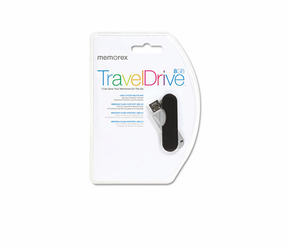 MEM09097 CL TravelDrive USB Flash Drive, 8GB, Gray By MEMOREX