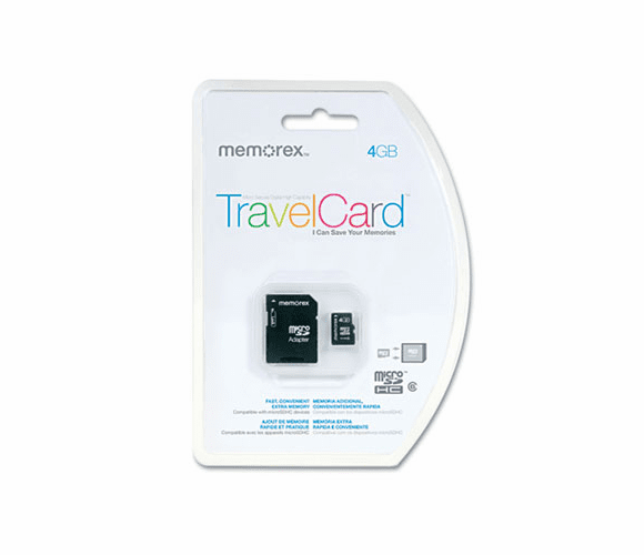 MEM98053 MicroSD Travel Card, 4GB By MEMOREX