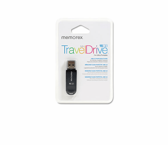 MEM98180 Mini TravelDrive USB Flash Drive, 16GB By MEMOREX