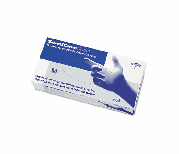 MII486802 Sensicare Ice Powder-Free Nitrile Exam Gloves, Medium, Blue, 200/Box By MEDLINE INDUSTRIES, INC.