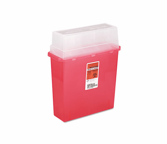 MIIMDS705152H Sharps Container for Patient Room, Plastic, 5 Quart, Rectangular, Red By MEDLINE INDUSTRIES, INC.