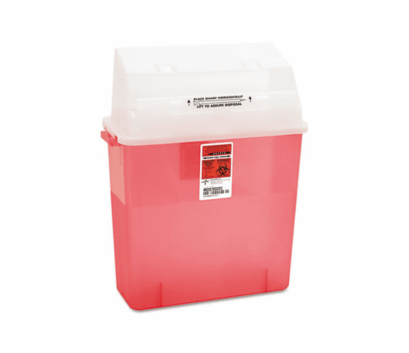 MIIMDS705203H Sharps Container for Patient Room, Plastic, 3 Gallon, Rectangular, Red By MEDLINE INDUSTRIES, INC.