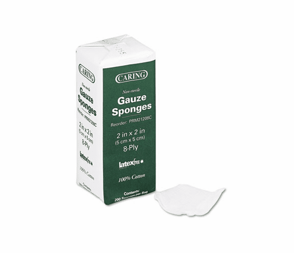 MIIPRM21208C Caring Woven Gauze Sponges, 2 x 2, NonSterile, 8-ply, 200 Sponges/Pack By MEDLINE INDUSTRIES, INC.