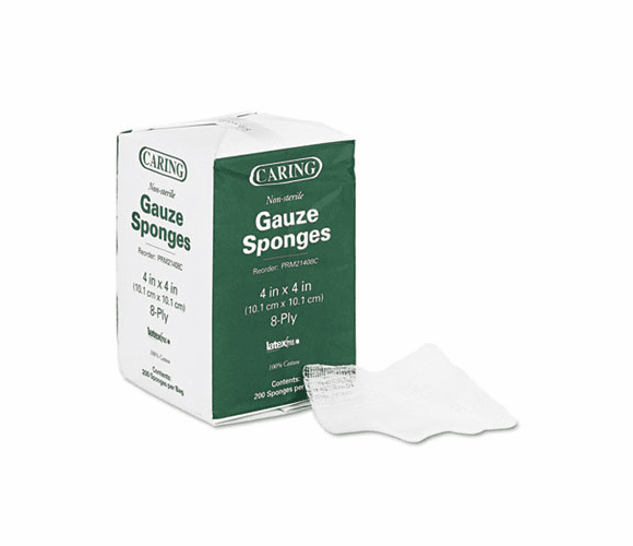 MIIPRM21408C Caring Woven Gauze Sponges, 4 x 4, NonSterile, 8-ply, 200 Sponges/Pack By MEDLINE INDUSTRIES, INC.