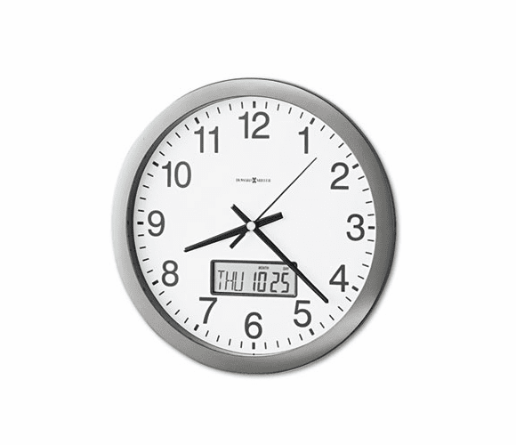 MIL625195 Chronicle Wall Clock with LCD Inset, 14in, Gray By HOWARD MILLER CLOCK CO.