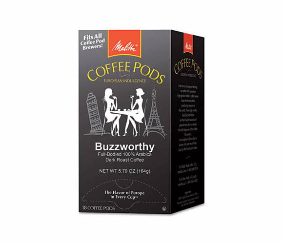 MLA75412 Coffee Pods, Buzzworthy (Dark Roast), 18 Pods/Box By MELITTA USA