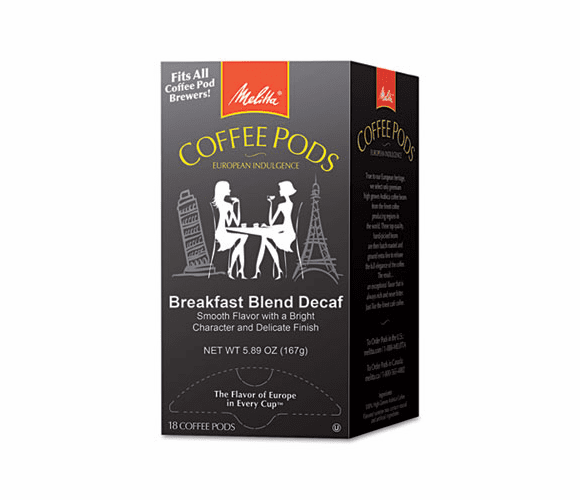 MLA75413 Coffee Pods, Breakfast Blend Decaf, 18 Pods/Box By MELITTA USA