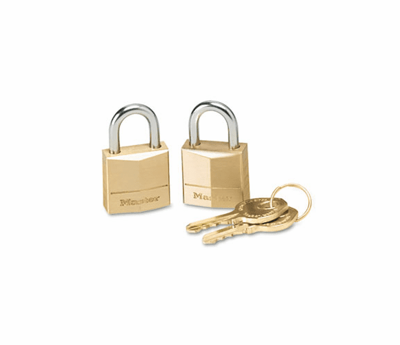 MLK120T Three-Pin Brass Tumbler Locks, 3/4" Wide, 2 Locks & 2 Keys/Pack By MASTER LOCK COMPANY