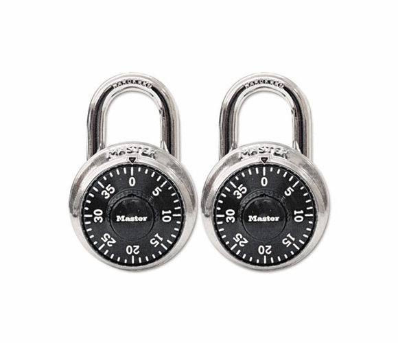 MLK1500T Combination Lock, Stainless Steel, 1-7/8" Wide, Black Dial, 2/Pack By MASTER LOCK COMPANY