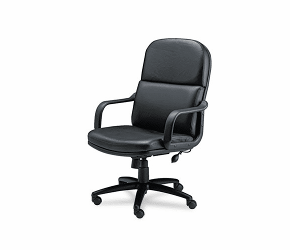 MLN1801AGBLT Big & Tall Executive Chair with Loop Arms, Black Leather By MAYLINE COMPANY