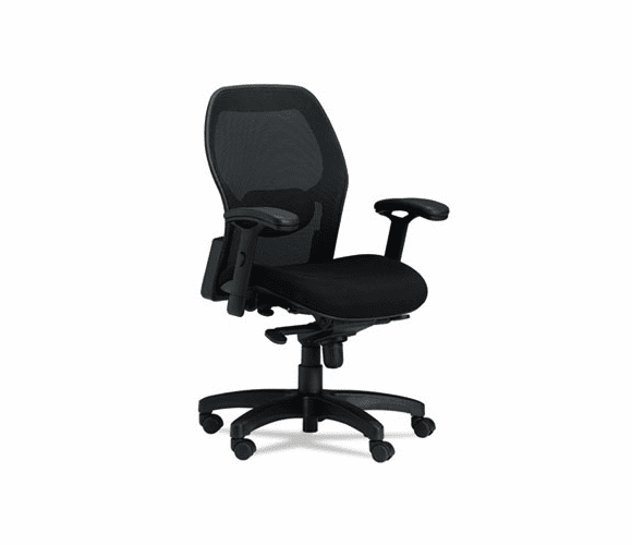 MLN3200 Mercado Mid-Back Mesh Chair, Mesh Back/Fabric Seat, Black By MAYLINE COMPANY