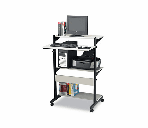 MLN8432SOGRYBLK Soho Fully Adjustable Mobile Computer Table, 32w x 31d x 50h, Gray/Black By MAYLINE COMPANY