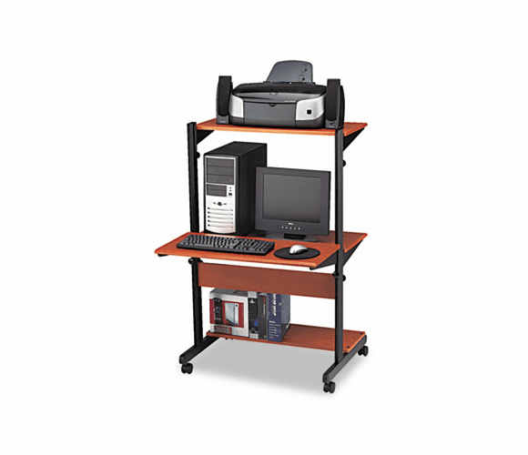 MLN8432SOMECBLK Soho Fully Adjustable Mobile Computer Table, 32w x 31d x 50h, Med Cherry/Black By MAYLINE COMPANY