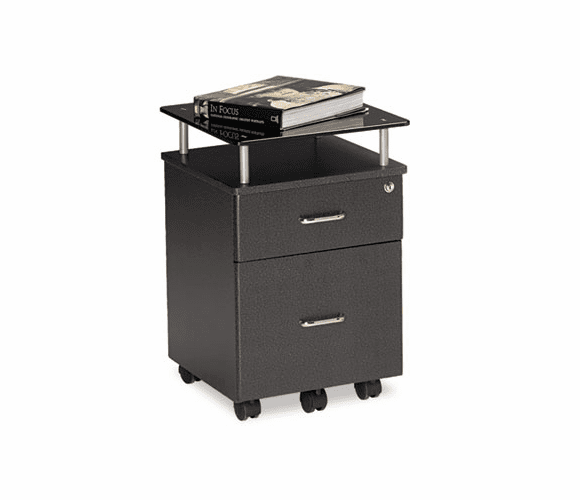 MLN973ANT Eastwinds Vision Locking Box/File Pedestal, Anthracite with Black Glass By MAYLINE COMPANY