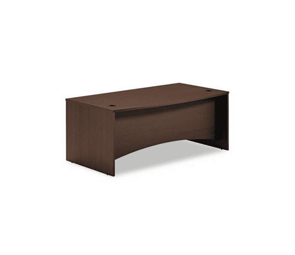MLNBTBD7239LDC Brighton Series Laminate Bow Front Desk Shell, 72w x 39d x 29h, Mocha By MAYLINE COMPANY