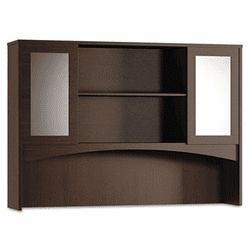 MLNBTDHG72LDC Brighton Series Double-Height Glass Door Hutch, 72w x 15d x 50�h, Mocha By MAYLINE COMPANY