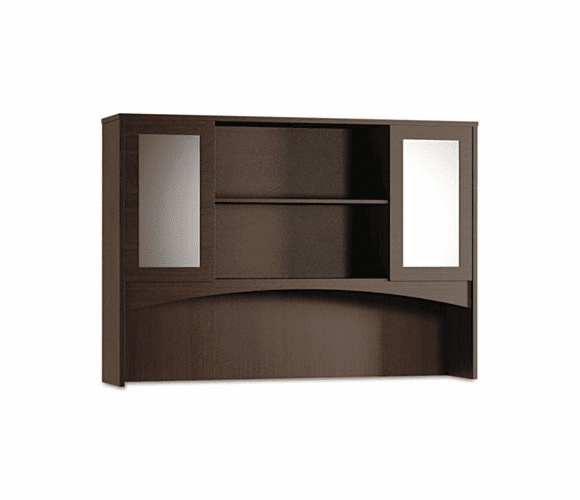 MLNBTDHG72LDC Brighton Series Double-Height Glass Door Hutch, 72w x 15d x 50�h, Mocha By MAYLINE COMPANY