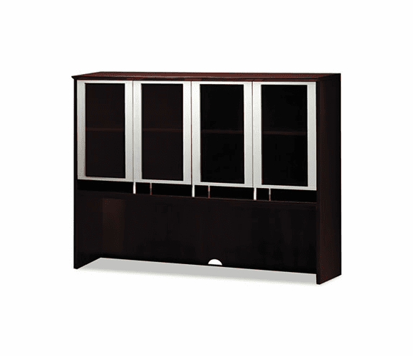 MLNNH72MAH Napoli Series Assmbld Hutch with Glass Doors, 72w x 15d x 50h, Mahogany By MAYLINE COMPANY