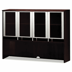 MLNNH72MAH Napoli Series Assmbld Hutch with Glass Doors, 72w x 15d x 50�h, Mahogany By MAYLINE COMPANY