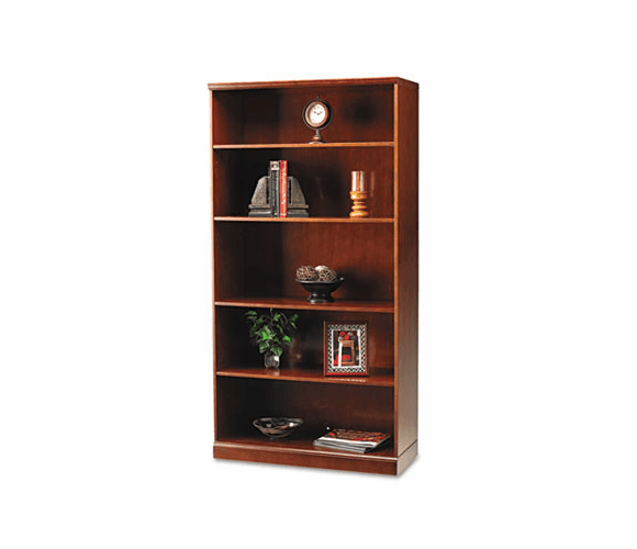 MLNSB5SCR Sorrento Series Veneer 5-Shelf Bookcase, 36w x 18d, 70h, Bourbon Cherry By MAYLINE COMPANY