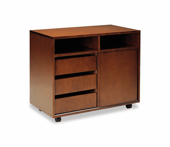 MLNSKSCTOF Stella Series Veneer Mobile Storage Cabinet, 34�w x 19d x 28�h, Toffee By MAYLINE COMPANY