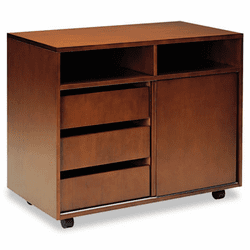 MLNSKSCTOF Stella Series Veneer Mobile Storage Cabinet, 34�w x 19d x 28�h, Toffee By MAYLINE COMPANY