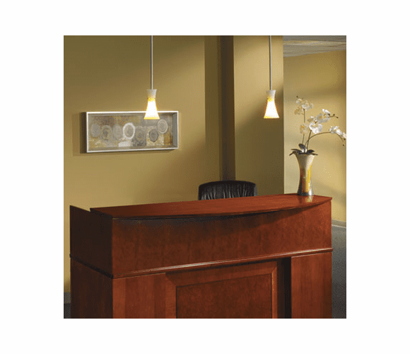 MLNSRCSCR Sorrento Series Reception Desk Counter with Wood Veneer Top, Bourbon Cherry By MAYLINE COMPANY