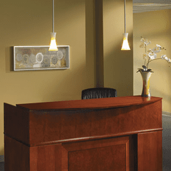 MLNSRCSCR Sorrento Series Reception Desk Counter with Wood Veneer Top, Bourbon Cherry By MAYLINE COMPANY