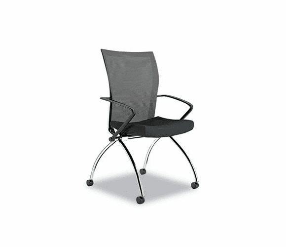 MLNTSH1BB Valor� Series High-Back Nesting Chair, Mesh/Fabric, Black, 2/Carton By MAYLINE COMPANY