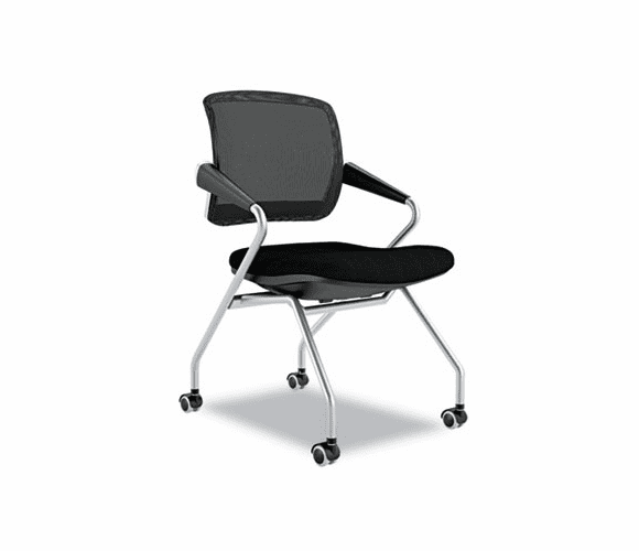 MLNTSM2BB Valor� Series Mid-Back Nesting Chair, Mesh/Fabric, Black, 2/Carton By MAYLINE COMPANY