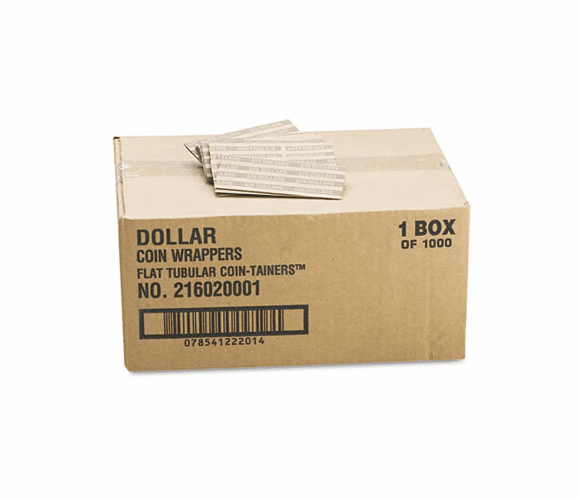 MMF216020001 Flat Tubular Coin Wrappers, Dollar Coin, $25, Pop-Open Wrappers, 1000/Box By MMF INDUSTRIES