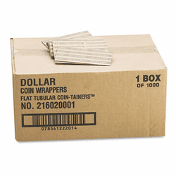 MMF216020001 Flat Tubular Coin Wrappers, Dollar Coin, $25, Pop-Open Wrappers, 1000/Box By MMF INDUSTRIES