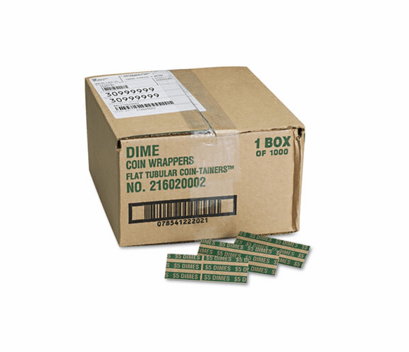 MMF216020002 Pop-Open Flat Paper Coin Wrappers, Dimes, $5, 1000 Wrappers/Box By MMF INDUSTRIES