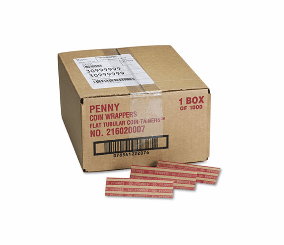 MMF216020007 Pop-Open Flat Paper Coin Wrappers, Pennies, $.50, 1000 Wrappers/Box By MMF INDUSTRIES