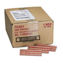 MMF216020007 Pop-Open Flat Paper Coin Wrappers, Pennies, $.50, 1000 Wrappers/Box By MMF INDUSTRIES