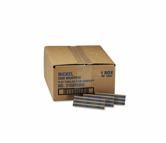 MMF216020008 Pop-Open Flat Paper Coin Wrappers, Nickels, $2, 1000 Wrappers/Box By MMF INDUSTRIES