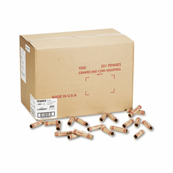 MMF2160600A07 Preformed Tubular Coin Wrappers, Pennies, $.50, 1000 Wrappers/Box By MMF INDUSTRIES
