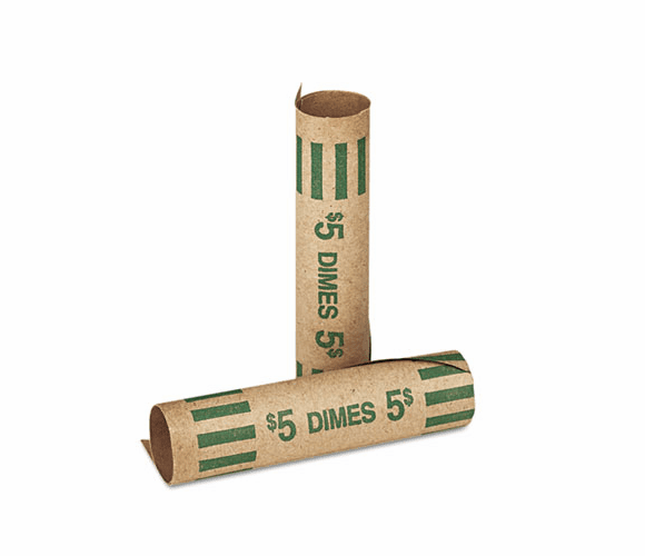 MMF2160600C02 Preformed Tubular Coin Wrappers, Dimes, $5, 1000 Wrappers/Box By MMF INDUSTRIES