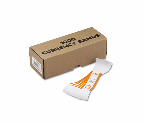 MMF216070B16 Self-Adhesive Currency Straps, Orange, $50 in Dollar Bills, 1000 Bands/Box By MMF INDUSTRIES