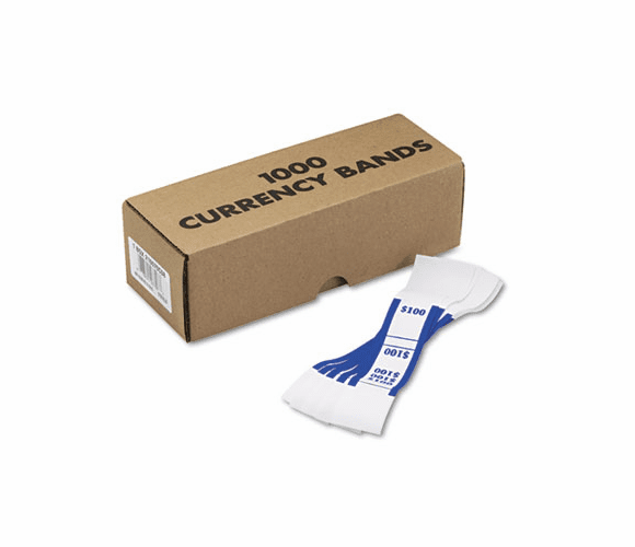 MMF216070C08 Self-Adhesive Currency Straps, Blue, $100 in Dollar Bills, 1000 Bands/Box By MMF INDUSTRIES