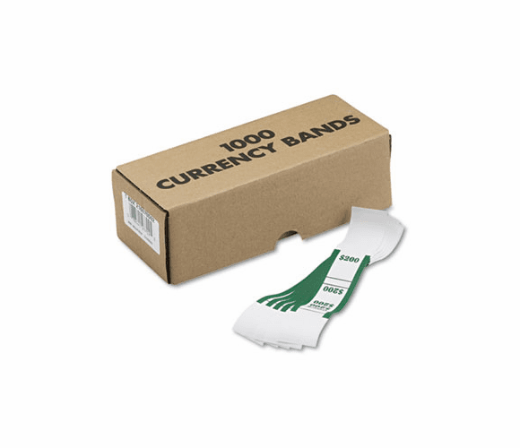 MMF216070D02 Self-Adhesive Currency Straps, Green, $200 in Dollar Bills, 1000 Bands/Box By MMF INDUSTRIES