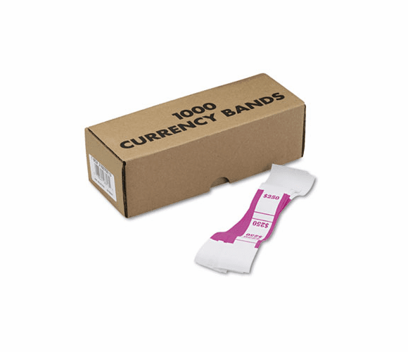 MMF216070E13 Self-Adhesive Currency Straps, Pink, $250 in Dollar Bills, 1000 Bands/Box By MMF INDUSTRIES
