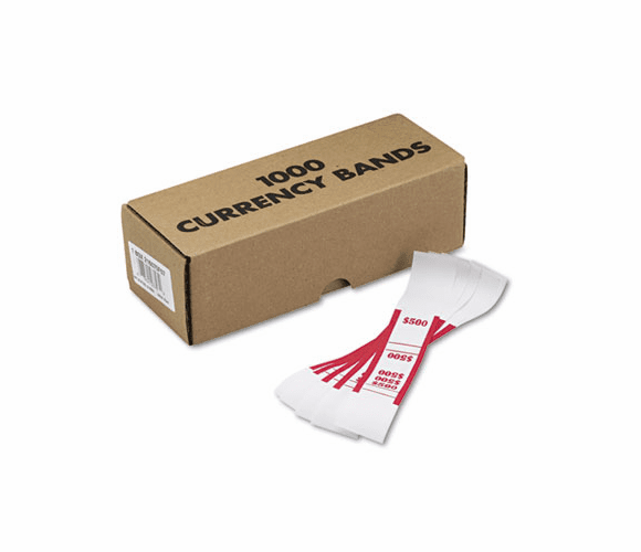 MMF216070F07 Self-Adhesive Currency Straps, Red, $500 in $5 Bills, 1000 Bands/Box By MMF INDUSTRIES