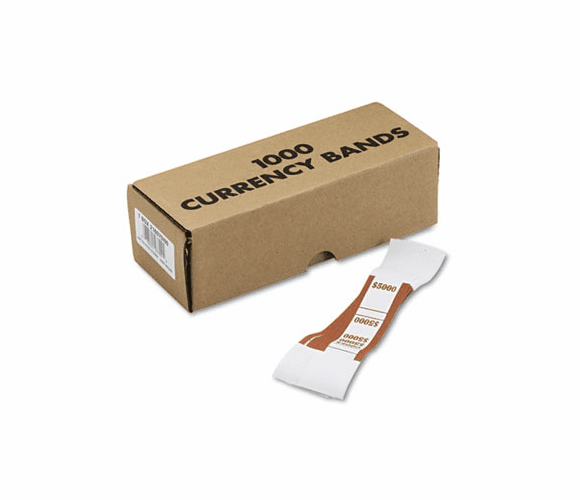 MMF216070I09 Self-Adhesive Currency Straps, Brown, $5,000 in $50 Bills, 1000 Bands/Box By MMF INDUSTRIES