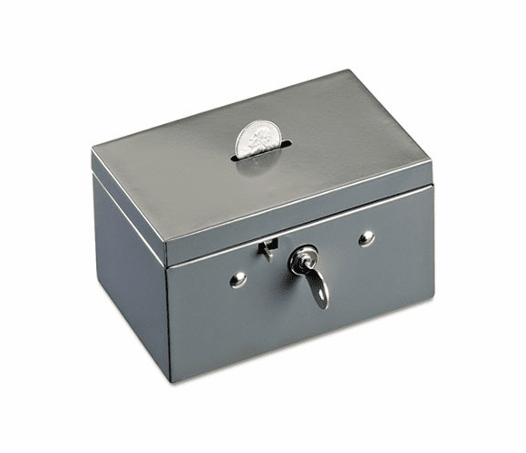 MMF221533001 Small Cash Box with Coin Slot, Disc Lock, Gray By MMF INDUSTRIES